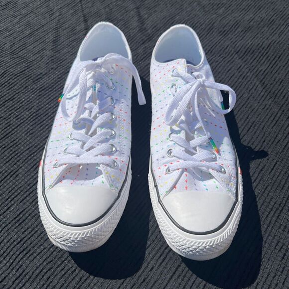 Converse Chuck Taylor All-Star Ox Pride White Rainbow Men's Sz 12 - Picture 2 of 9